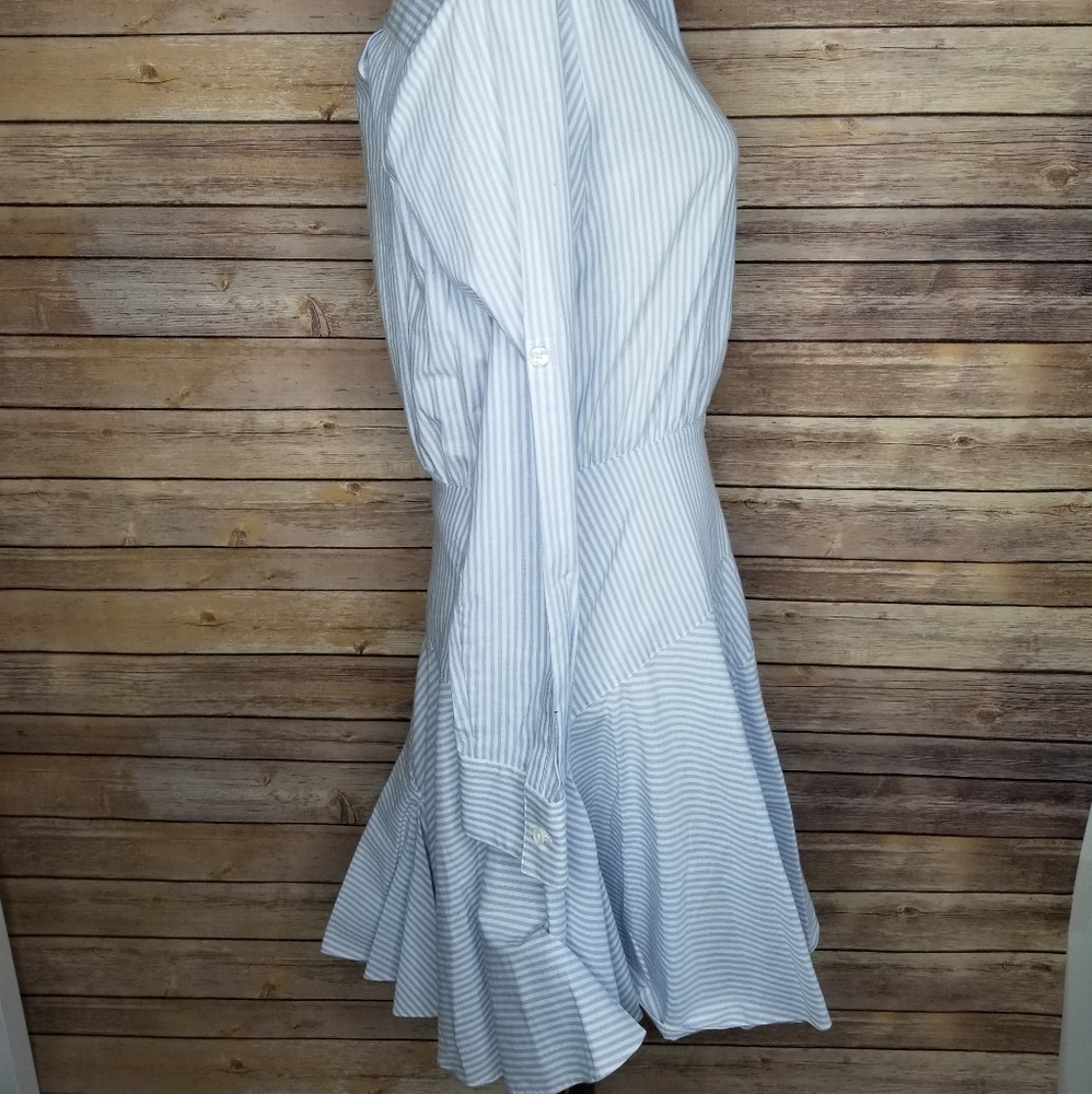 Jason Wu Grey Striped Ruffle Collared Mini Dress - Picture 6 of 8